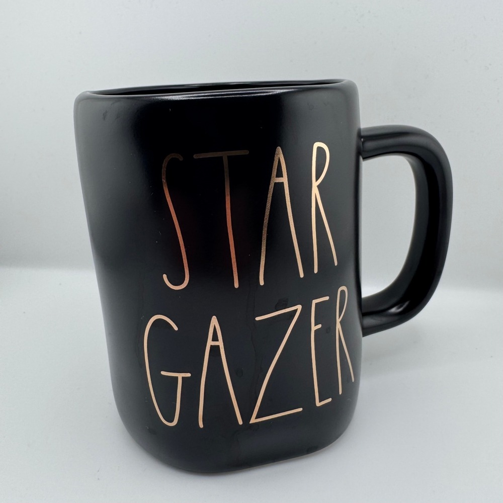 Rae Dunn Stargazer Coffee Mug Black Rose Gold Celestial Star Sun Ceramic